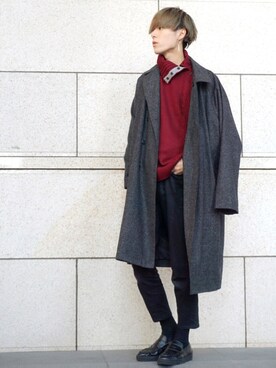 「THE SHOP TK （ザ ショップ ティーケー ）のアイテム（チェスターコート）」を使った、syu-さん（メンズ・168cm）の秋コーディネート