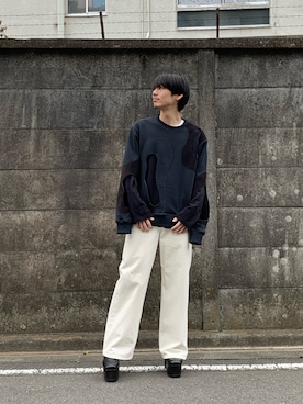 「RICK OWENS」｜「アイテム（スウェット）」を使った、milannnさん（メンズ・186cm）の春コーディネート