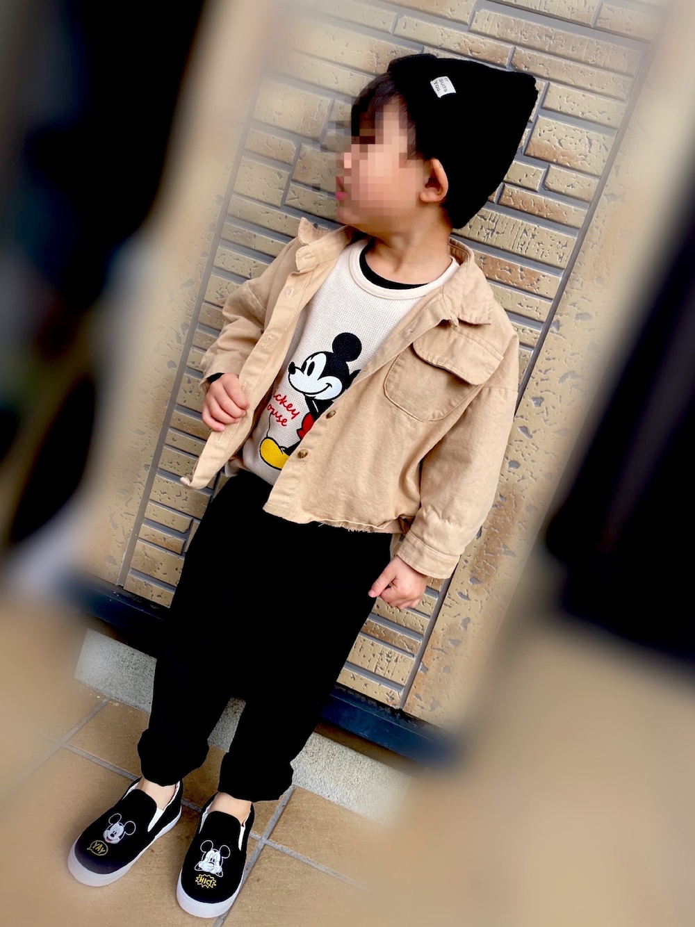 「子供コーデ、男の子コーデ、キッズコーデ、ベージュコーデ」｜「韓国子供服のアイテム（ジャケット/アウター、ベージュ系）」を使った、kuuuu09さん（キッズ・100cm）の春コーディネートの1枚目の写真