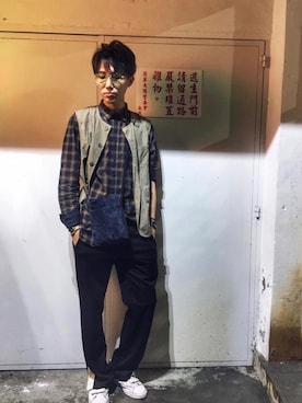 「釣魚背心」｜Hi Kinoさん（メンズ・178cm）の冬コーディネート
