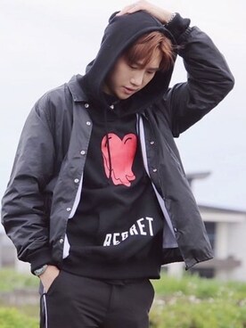 「CDG（シーディージー）のアイテム（ジャケット/アウター）」を使った、Hi Kinoさん（メンズ・178cm）の冬コーディネート