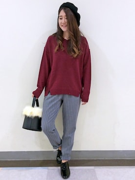 「LBC（エルビーシー）のアイテム（ハンチング/ベレー帽）」を使った、HARUさん（レディース・156cm）の冬コーディネート