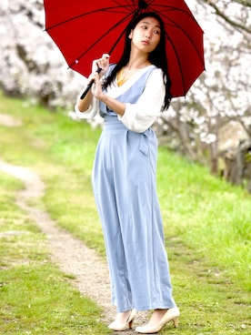 「爽やかコーデ」｜「アイテム（オールインワン・サロペット）」を使った、長町夏希さん（レディース・159cm）の冬コーディネート