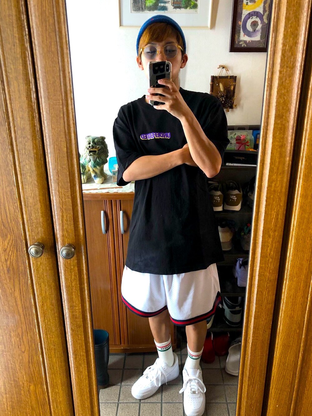「UNDEFEATED のUNDEFEATED UNBALANCED S/SL TEE(170049)【アンディフィーテッド アンバランス ショートスリーブ Tシャツ】（Tシャツ/カットソー、ブラック系）」を使った、kainike0802さん（メンズ・160cm）の春コーディネートの1枚目の写真