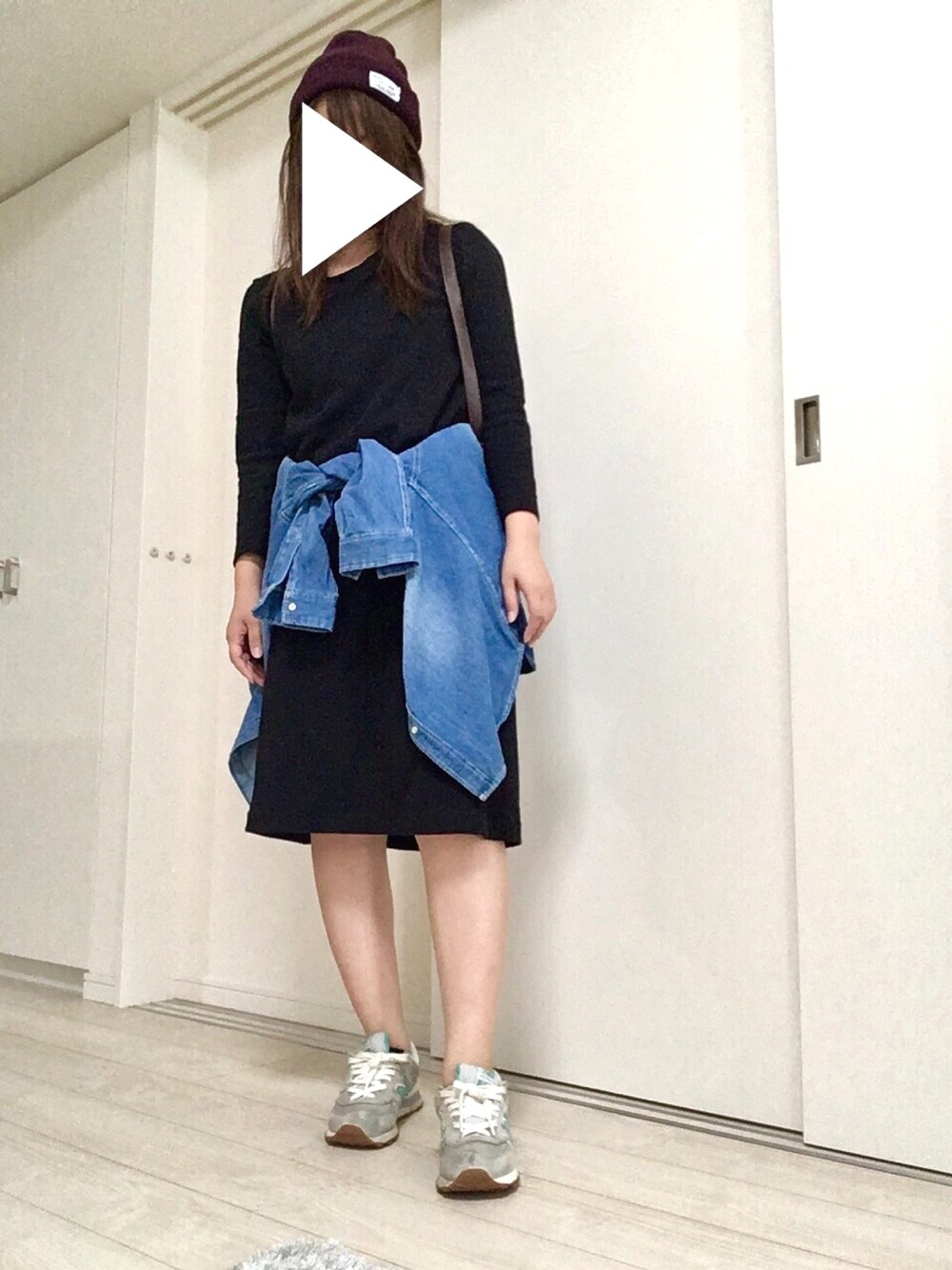 「HeatherのアソートBIGシャツ　731400（シャツ/ブラウス、ブルー系）」を使った、みぃさん（レディース・158cm）の秋コーディネートの1枚目の写真