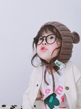 「盐系风格」｜「アイテム（帽子）」を使った、娃娃不恋さん（キッズ・110cm）の秋コーディネート
