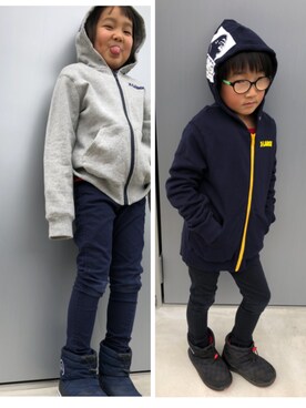 「きょうだい」｜「アイテム（ブーツ）」を使った、ぢゅんさん（キッズ・110cm）の冬コーディネート