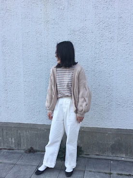 「DISCOAT（ディスコート）の太ケーブルカーディガン（カーディガン/ボレロ）」を使った、りこぴんさん（レディース・154cm）の冬コーディネート