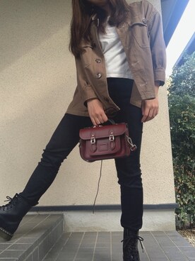 「The Cambridge Satchel Company（ケンブリッジサッチェル）のアイテム（ショルダーバッグ）」を使った、Nabechanさん（レディース・155cm）の秋コーディネート
