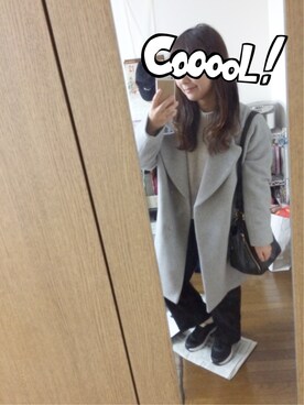 「NATURAL BEAUTY BASIC（ナチュラルビューティーベーシック）のアイテム（ピーコート）」を使った、y!さん（レディース・147cm）の冬コーディネート