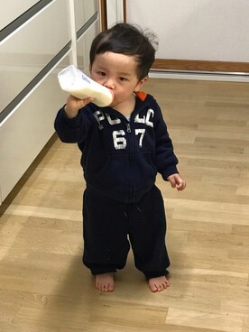 「RALPH LAUREN（ラルフ ローレン）のアイテム（パーカー、ブルー系）」を使った、︎masanpaさん（キッズ・90cm）の春コーディネート