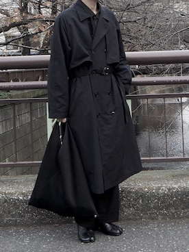 「BeAMS DOT（ビームスドット）のアイテム（トレンチコート）」を使った、Nobuさん（メンズ・173cm）の冬コーディネート
