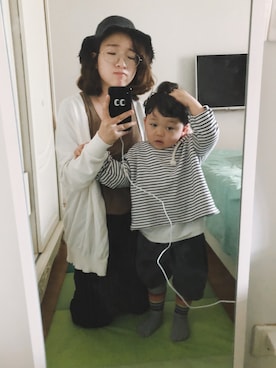 「DADA（ダダ）のアイテム」を使った、咻咻さん（キッズ・90cm）の春コーディネート