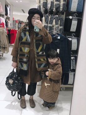 「PULL&BEAR（プルアンドベア）のアイテム」を使った、咻咻さん（キッズ・100cm）の冬コーディネート