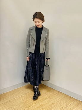 「2wayワンピース」｜「アイテム（ブーツ）」を使った、Emiさん（レディース・156cm）の秋コーディネート