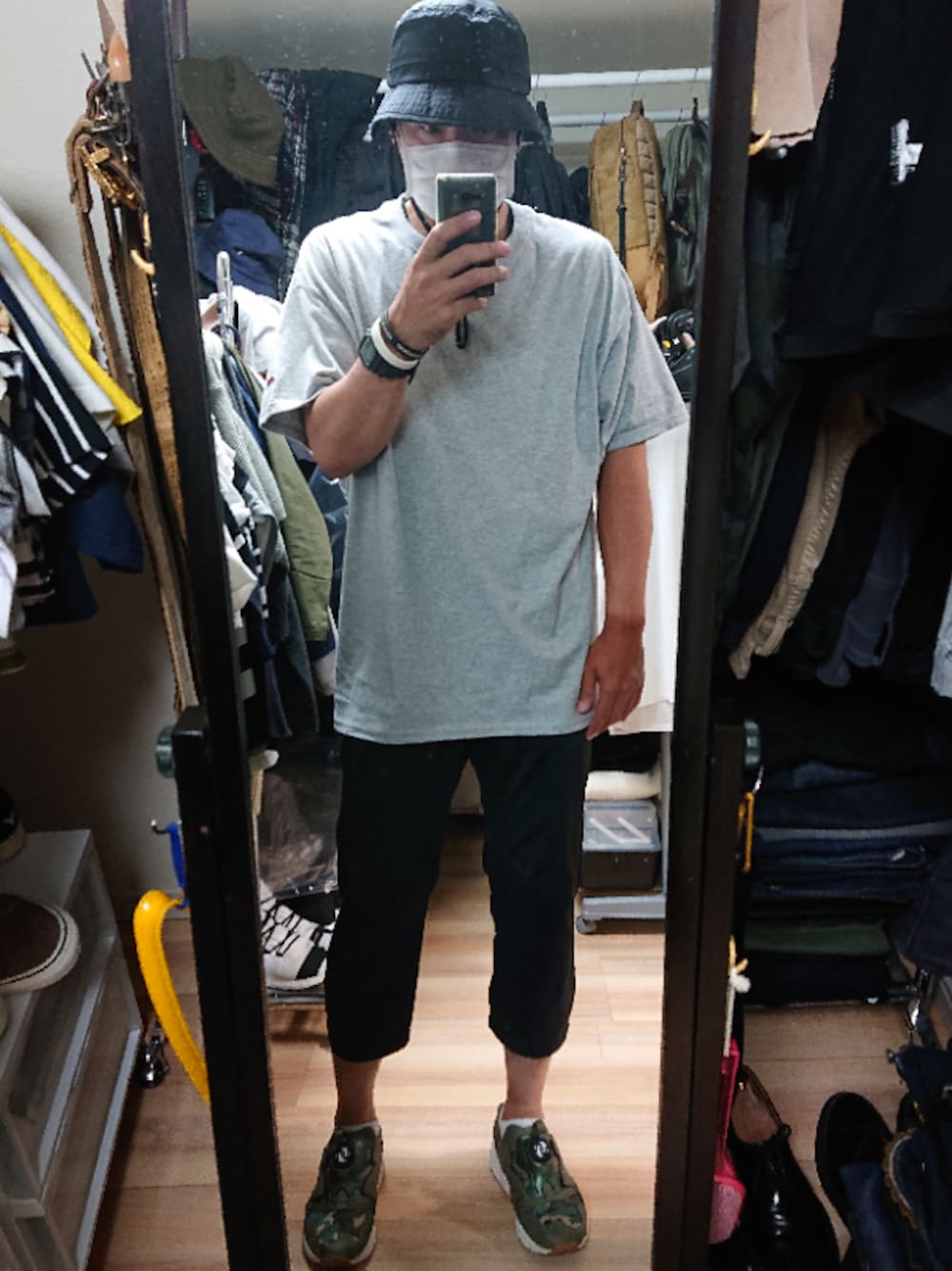 「Championの【champion】 チャンピオン コットン 無地 ビッグシルエット 半袖Tシャツ（Tシャツ/カットソー、グレー系）」を使った、高さん（メンズ・176cm）の夏コーディネートの1枚目の写真