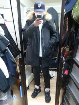 「MONKEY TIME（モンキータイム）のアイテム（モッズコート）」を使った、高さん（メンズ・176cm）の冬コーディネート