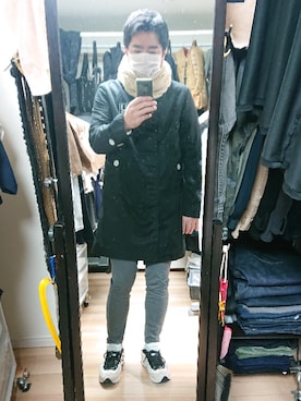 「UNDERCOVER（アンダーカバー）のアイテム（ステンカラーコート）」を使った、高さん（メンズ・176cm）の冬コーディネート