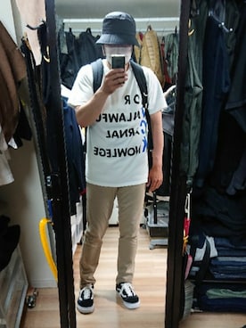 「無印良品（ムジルシリョウヒン）のアイテム（ハット）」を使った、高さん（メンズ・176cm）の夏コーディネート