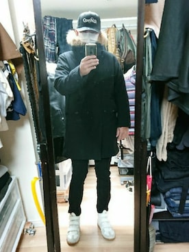 「MONKEY TIME（モンキータイム）のアイテム（モッズコート）」を使った、高さん（メンズ・176cm）の冬コーディネート