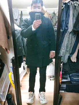 「MONKEY TIME（モンキータイム）のアイテム（モッズコート）」を使った、高さん（メンズ・176cm）の冬コーディネート