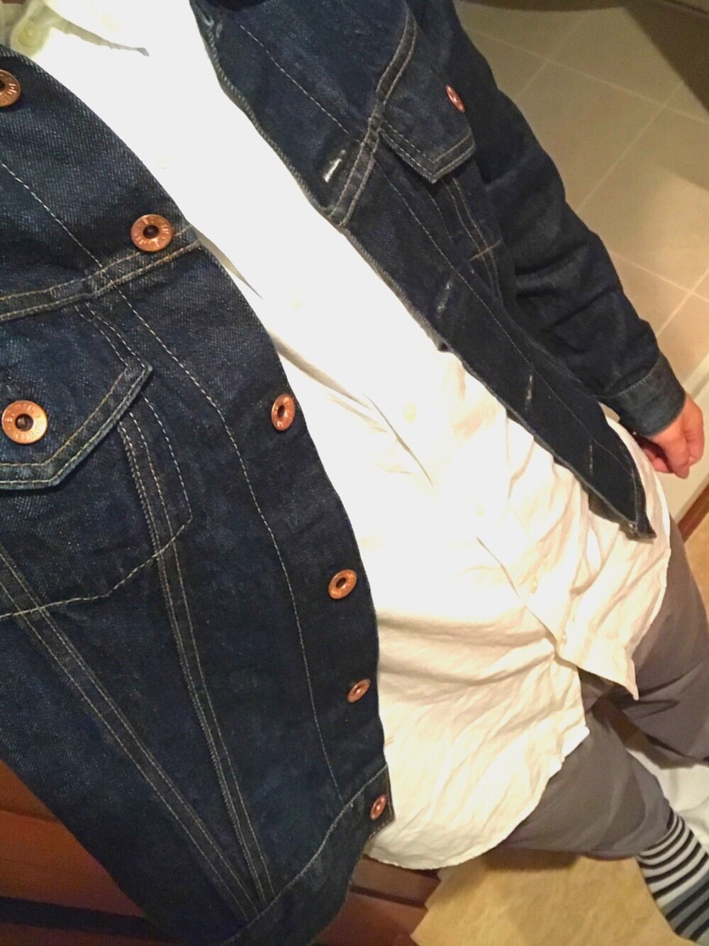 「はるコーデ、カメラ男子、京都観光、花見」｜「Levi'sのアイテム（デニムジャケット、ブルー系）」を使った、たくちゃん🐶さん（メンズ・173cm）の春コーディネートの1枚目の写真