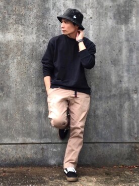 ハットを使った ブラック ベージュ のメンズ人気ファッションコーディネート Wear