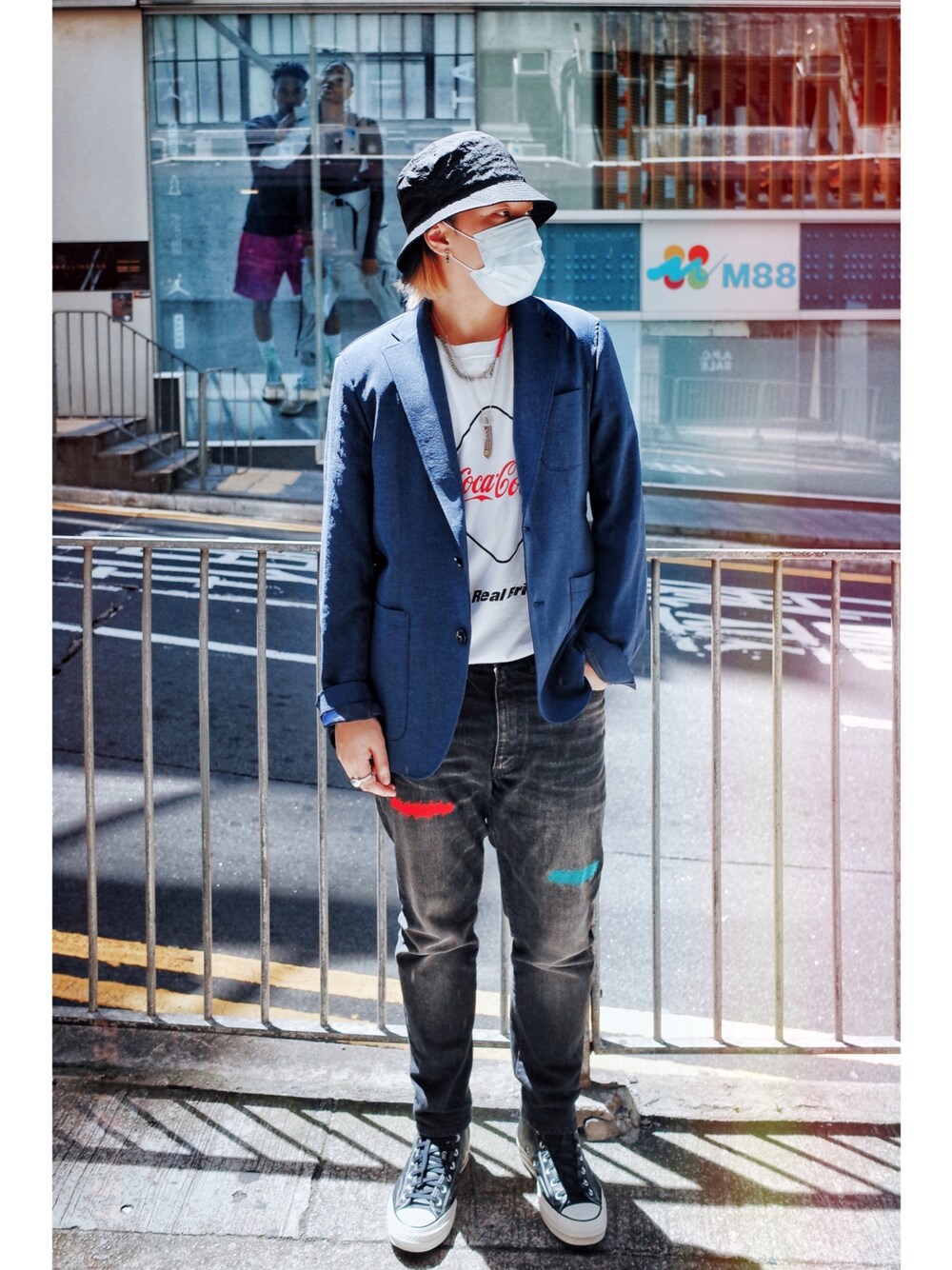 「ootd」｜「F.C.R.B.のアイテム（キャップ、ブラック系）」を使った、Kyle  Mokさん（メンズ・170cm）の夏コーディネートの1枚目の写真