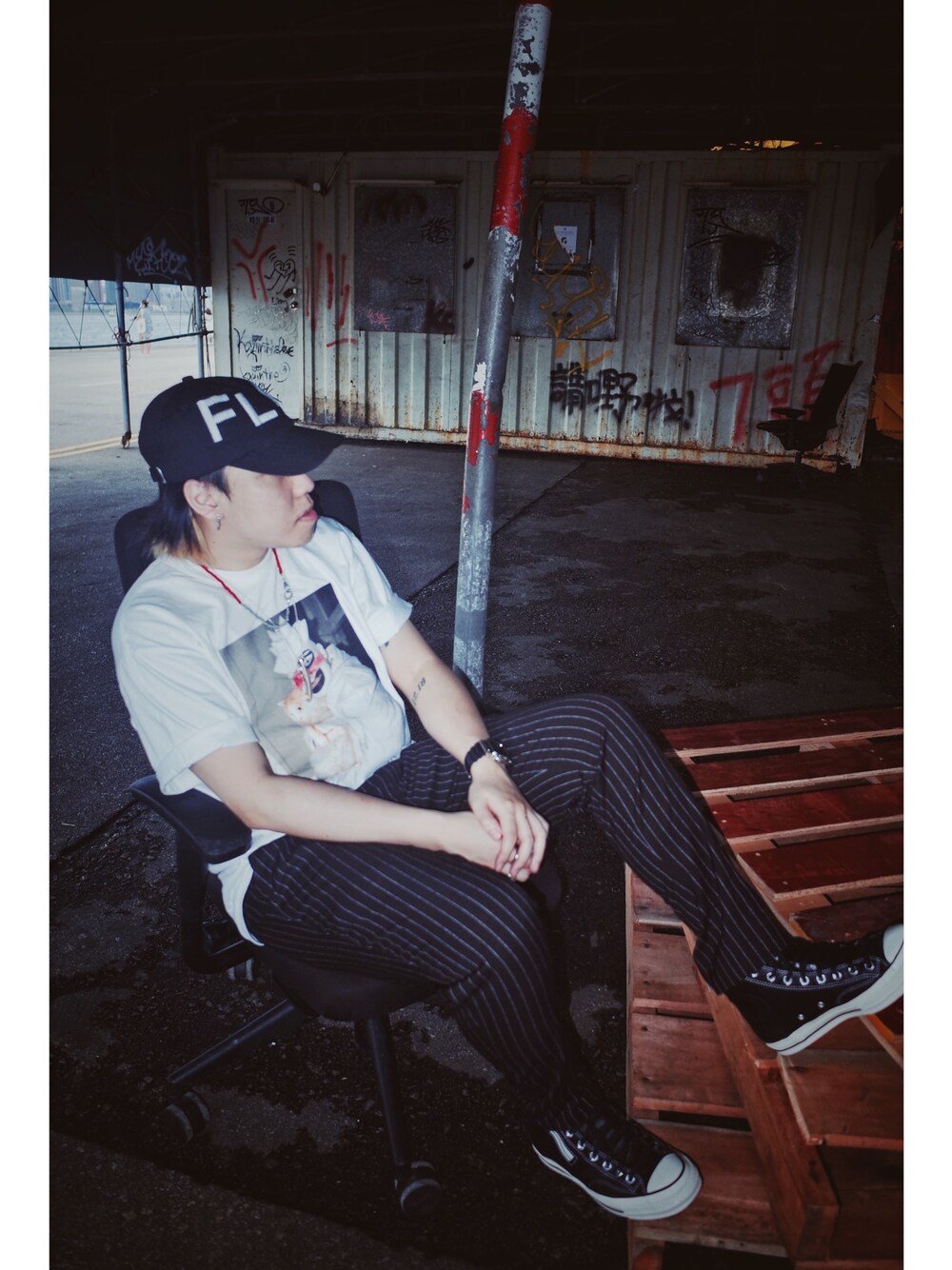 「ootd」｜「HUMAN MADEのアイテム（キャップ、ブラック系）」を使った、Kyle  Mokさん（メンズ・170cm）の夏コーディネートの1枚目の写真