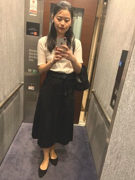 「Banana Republic（バナナリパブリック）のアイテム（スカート、ブラック系）」を使った、KAGUYA さん（レディース・165cm）の夏コーディネート