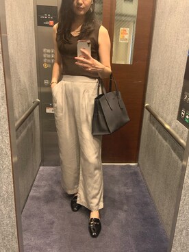 「SENSE OF PLACE by URBAN RESEARCH（センスオブプレイスバイアーバンリサーチ）のアイテム（パンツ、シルバー系）」を使った、KAGUYA さん（レディース・165cm）の夏コーディネート