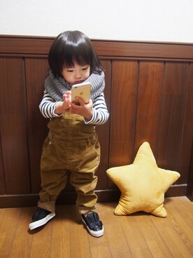 「GLOBAL WORK（グローバルワーク）のアイテム（オールインワン・サロペット）」を使った、Rico's♡さん（キッズ・90cm）の冬コーディネート