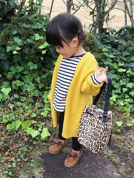 「アイテム（モカシン/デッキシューズ）」を使った、Rico's♡さん（キッズ・90cm）の秋コーディネート