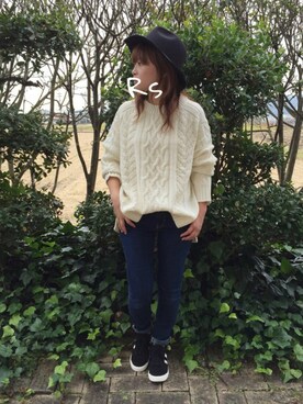 「3can4on（サンカンシオン）のアイテム（帽子）」を使った、Rico's♡さん（レディース・152cm）の秋コーディネート