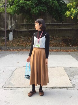 「アイテム（スリッポン）」を使った、kumokochiuさん（レディース・165cm・20代）の春コーディネート