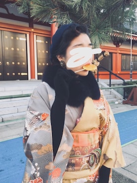 「正月」｜「アイテム（浴衣）」を使った、ayさん（レディース・166cm）の冬コーディネート