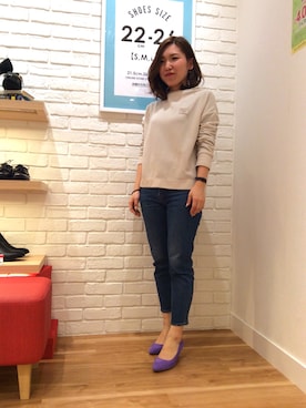 「アイテム（パンプス、パープル系）」を使った、ORTR 神戸 マルイ店さん（レディース・163cm）の春コーディネート