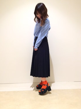 「ブルー×ブラック」｜ORTR 神戸 マルイ店さん（レディース・163cm）の春コーディネート