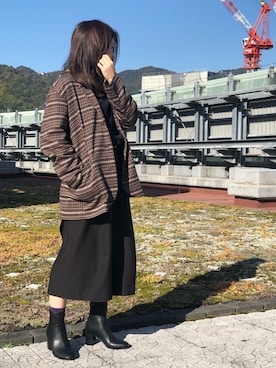 「くつした」｜「アイテム（ブーツ）」を使った、ORTR 神戸 マルイ店さん（レディース・163cm）の秋コーディネート