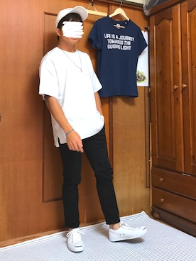 「CONVERSE（コンバース）のCONVERSE (コンバース）　JACK PURCELL　ジャックパーセル　（スニーカー）」を使った、り ょ うさん（メンズ・165cm）の夏コーディネート