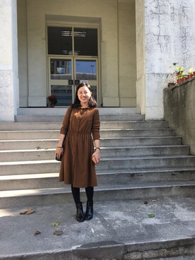 「アイテム（シャツワンピース）」を使った、Estherさん（レディース・157cm・20代）の冬コーディネート