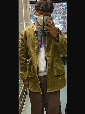 「oversize」｜「アイテム（スウェット）」を使った、Kin nnnnさん（メンズ・170cm）の冬コーディネート