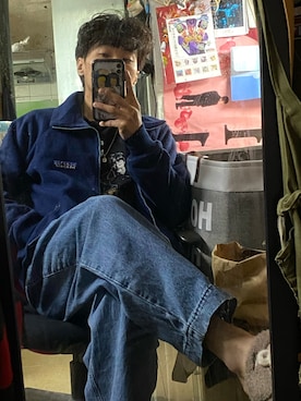 「oversize」｜「アイテム（スウェット）」を使った、Kin nnnnさん（メンズ・170cm）の冬コーディネート