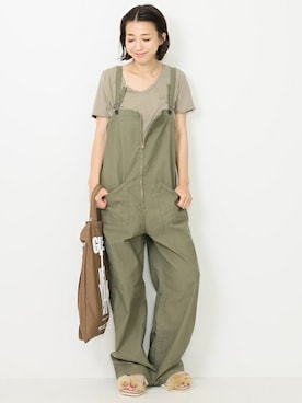 「Johnbull（ジョンブル）のアイテム（オールインワン・サロペット）」を使った、MIKAさん（レディース・160cm）の夏コーディネート