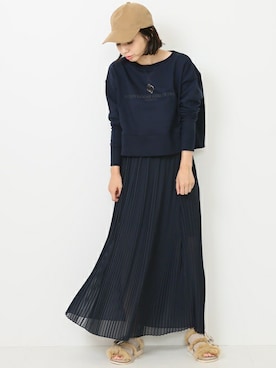 「Deuxieme Classe（ドゥーズィエムクラス）のアイテム（スウェット）」を使った、MIKAさん（レディース・160cm）の夏コーディネート