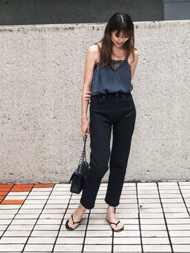 「H&M（エイチ・アンド・エム）のアイテム（キャミソール）」を使った、satocoさん（レディース・165cm）の夏コーディネート