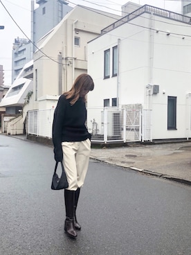 「DRIES VAN NOTEN（ドリスヴァンノッテン）のアイテム（シューズ）」を使った、satocoさん（レディース・165cm）の冬コーディネート