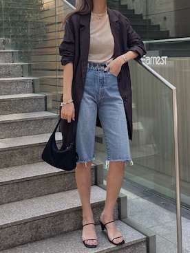 「PRADA（プラダ）のアイテム」を使った、satocoさん（レディース・165cm）の春コーディネート