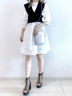 「ミニワンピ」｜MATSUさん（レディース・158cm）の春コーディネート