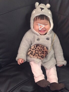 「REMAKE ITEMのアイテム（バッグ）」を使った、𓅿yzk𓅿さん（キッズ・70cm）の冬コーディネート